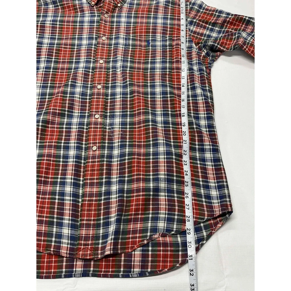 Ralph Lauren Blaire Cotton‎ Multicolor Mens Plaid L/S Button-Up Polo Shirt Large